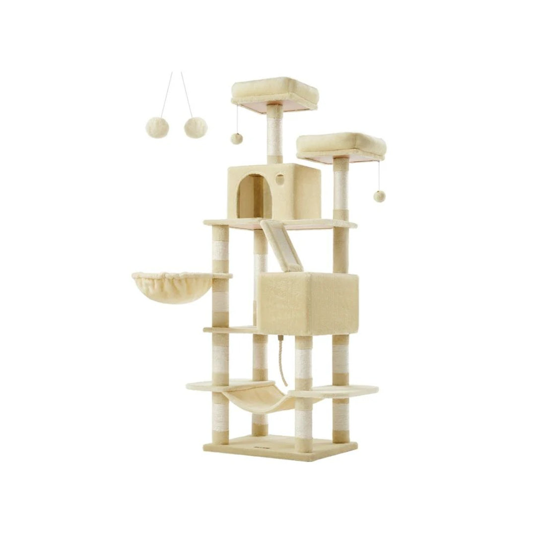 Cat Tree 66.1in Multi Level Cat Tower With Perches Caves Hammock