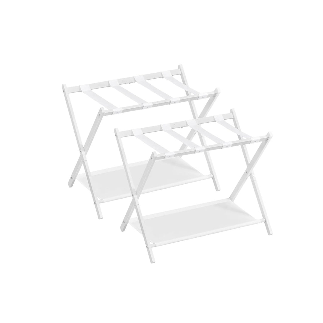 Folding Luggage Rack With Shelf Steel Suitcase Stand