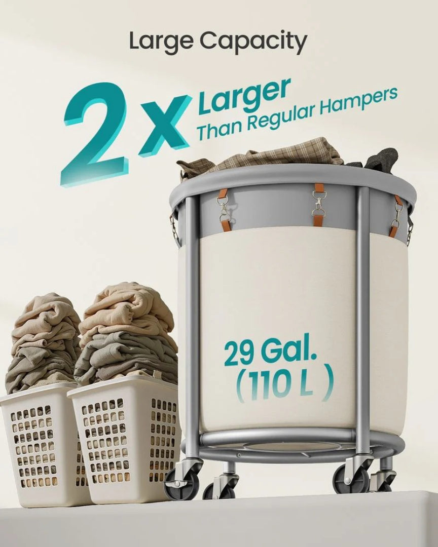 Laundry Basket With Wheels 29 Gallon Removable Bag 28in High