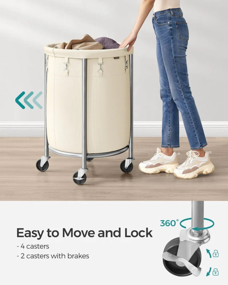 Laundry Basket With Wheels 29 Gallon Removable Bag 28in High