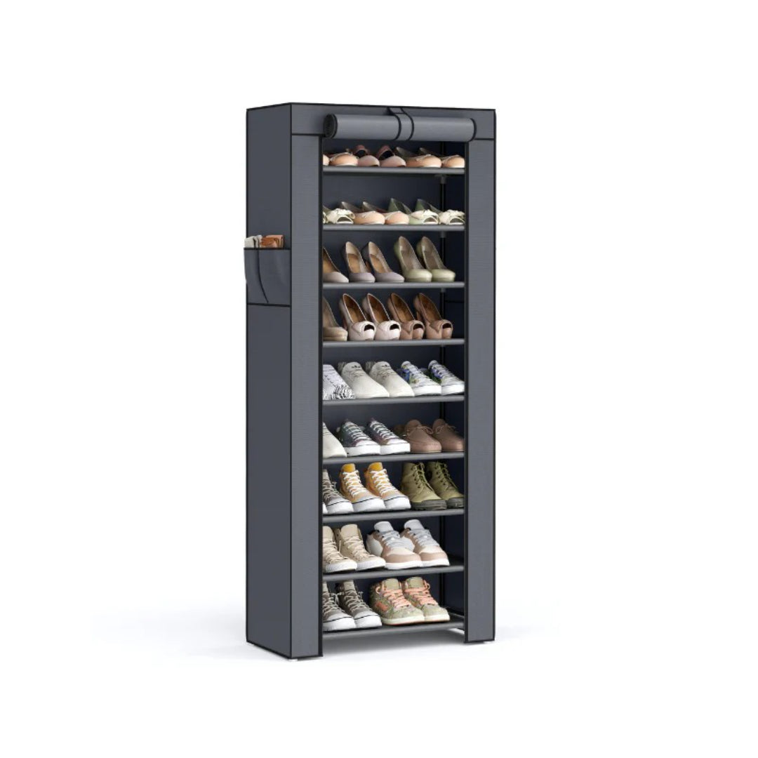 9 Tier Shoe Rack With Cover, 34.6/22.8 Inch Wide Storage Organizer