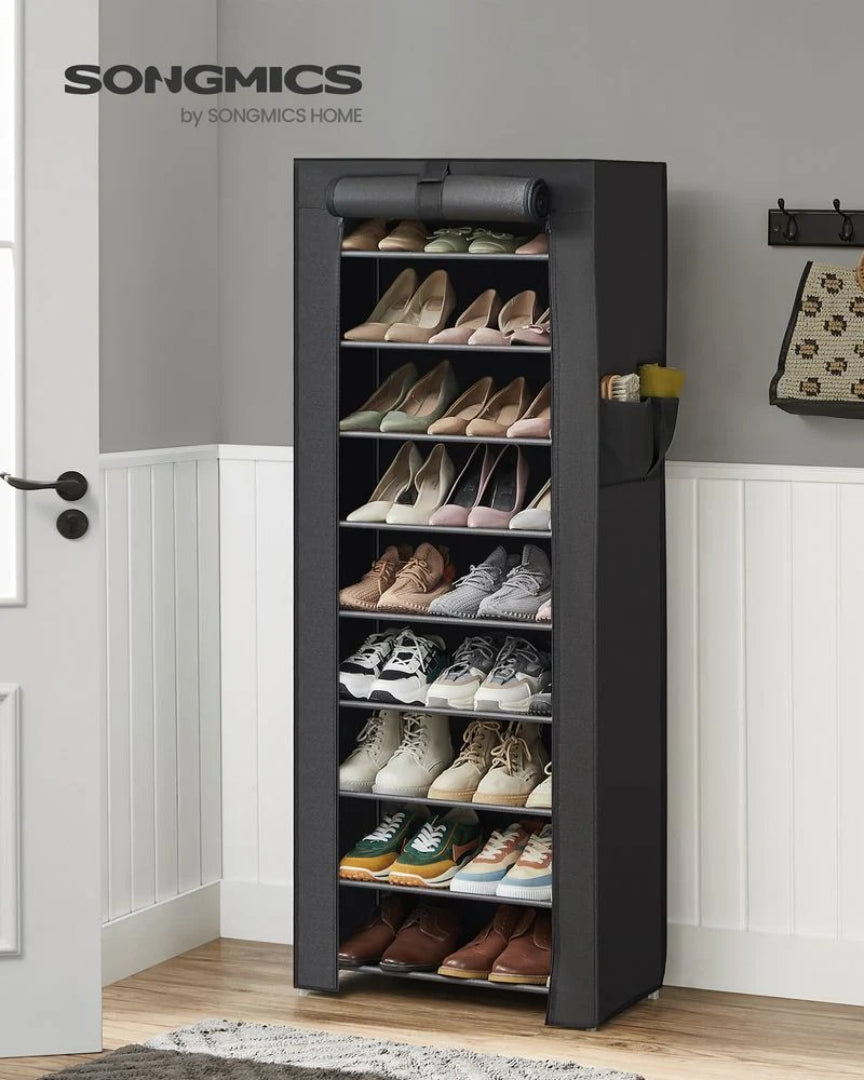 9 Tier Shoe Rack With Cover, 34.6/22.8 Inch Wide Storage Organizer