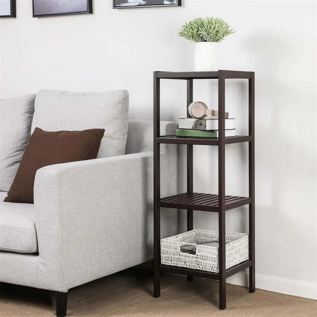 Bathroom Shelf 4-Tier Bamboo Storage Rack 38.6in High