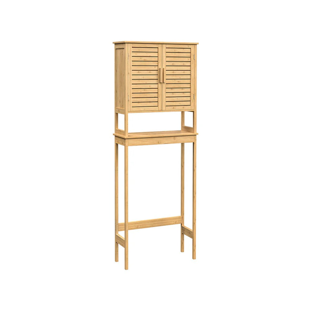 Bamboo Over Toilet Storage Cabinet With Doors And Shelf