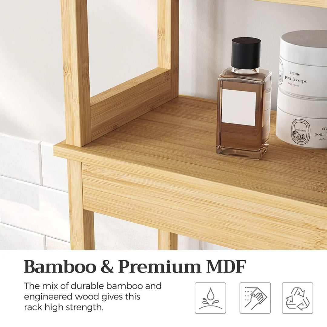 Bamboo Over Toilet Storage Cabinet With Doors And Shelf