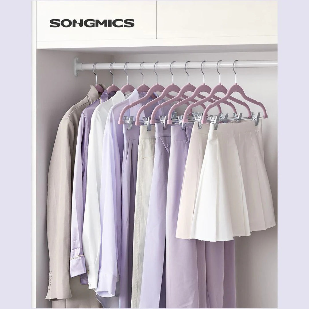 Velvet Pants Hangers With Adjustable Clips Set