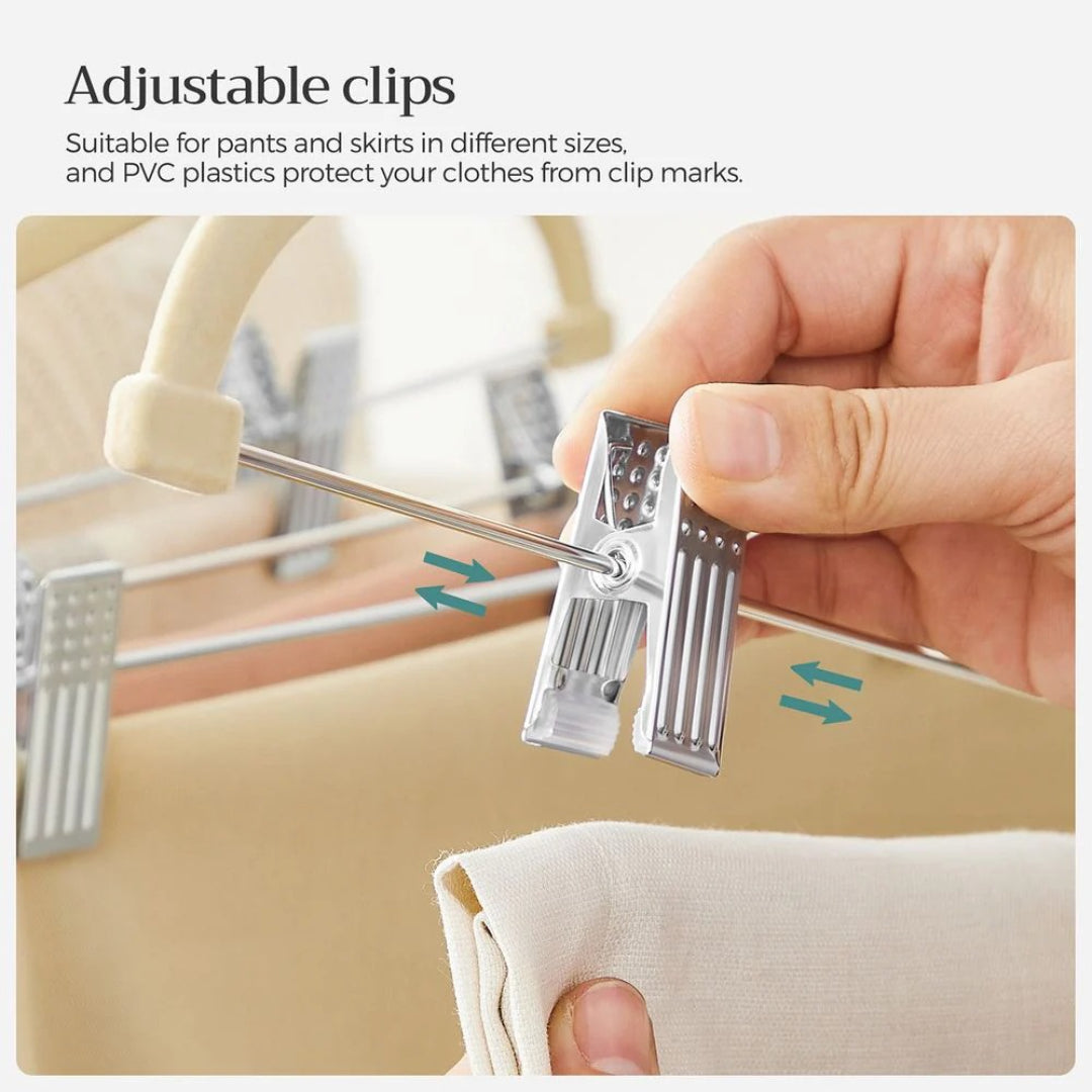 Velvet Pants Hangers With Adjustable Clips Set