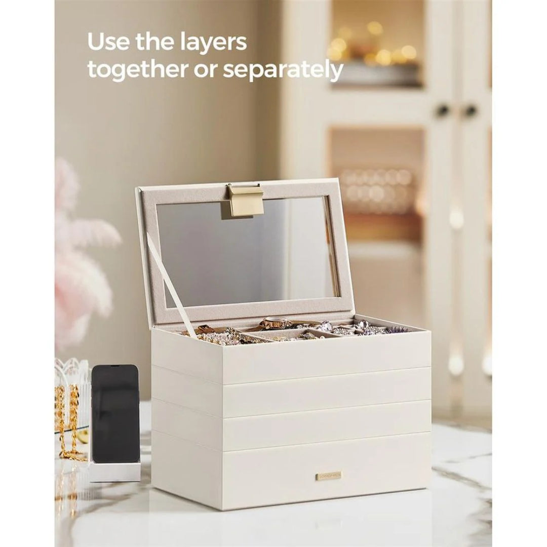 Stackable Jewelry Organizer Trays With Glass Lid 2 To 6 Tier