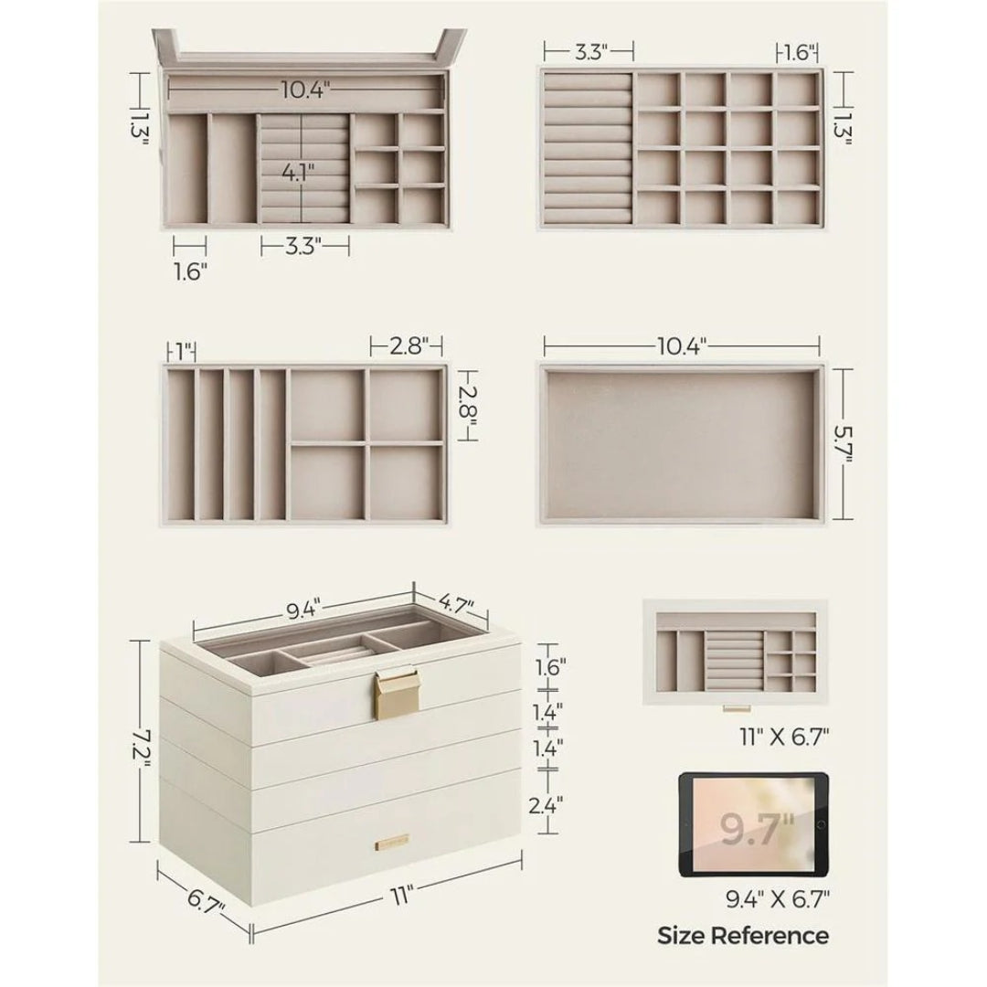 Stackable Jewelry Organizer Trays With Glass Lid 2 To 6 Tier