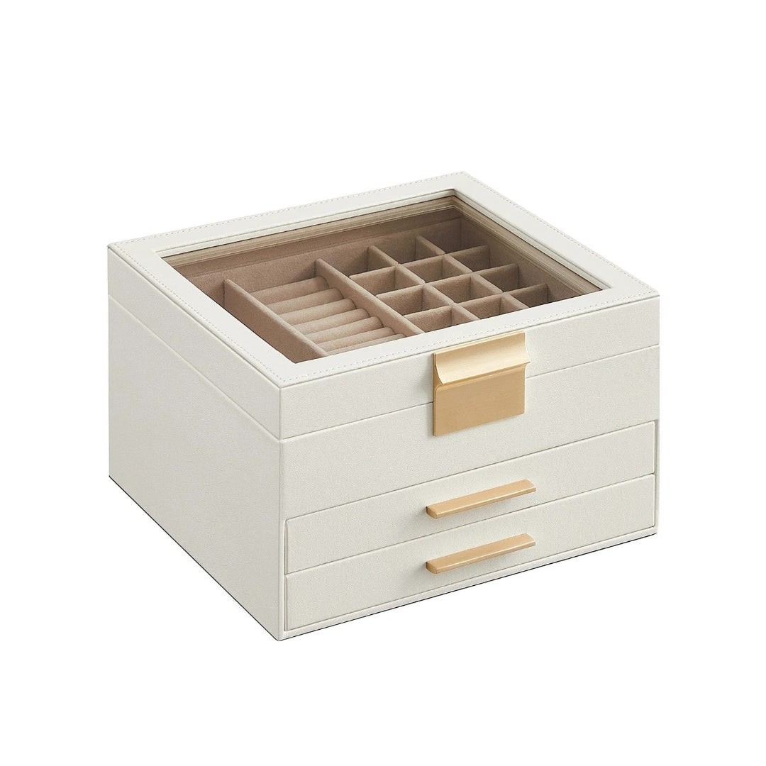 Jewelry Box Organizer With Glass Lid 2 To 6 Layer Storage