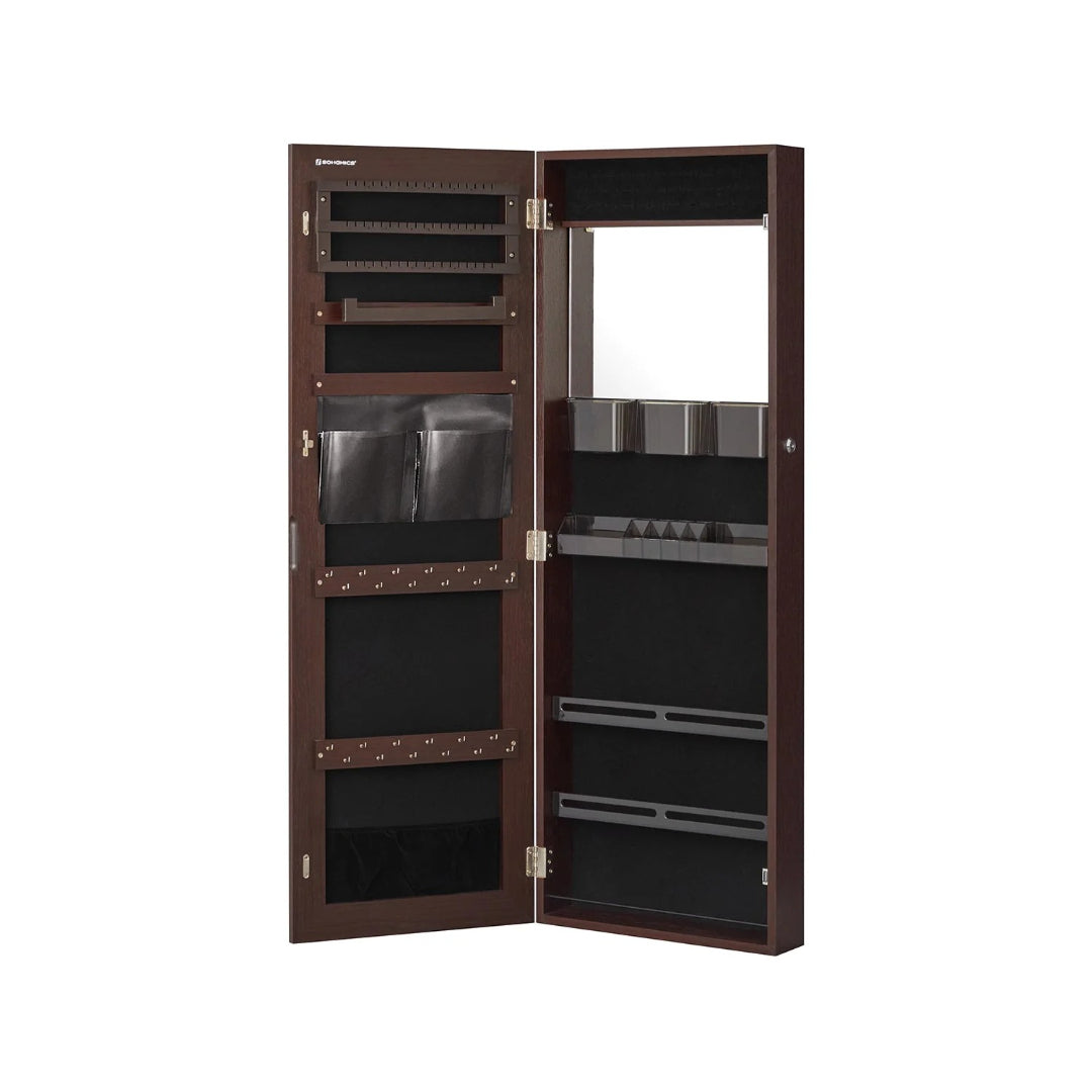 Lockable Mirror Jewelry Cabinet Armoire Wall Or Door Mounted