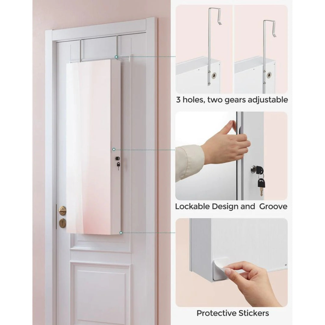 LED Mirror Jewelry Cabinet Armoire Wall Or Door Mounted