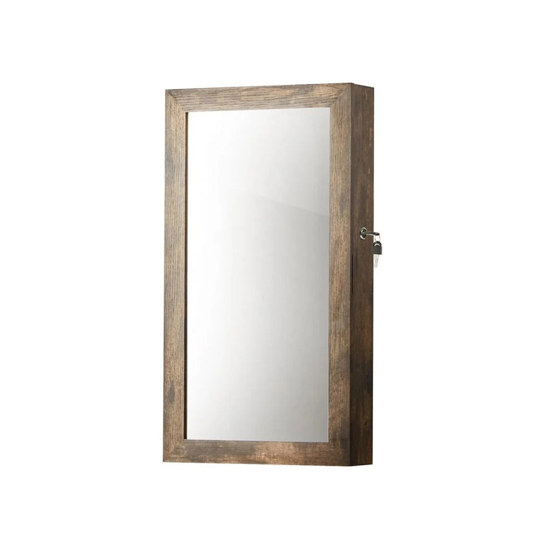 Lockable Mirror Jewelry Cabinet Wall Mounted Organizer