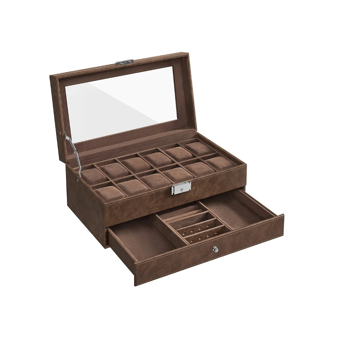 Lockable Watch Box With Glass Lid 6 8 Or 12 Slot