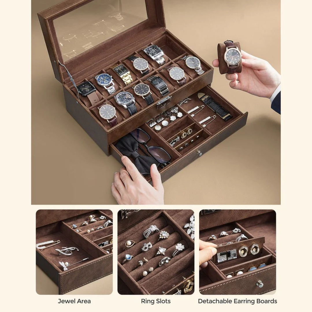 Lockable Watch Box With Glass Lid 6 8 Or 12 Slot