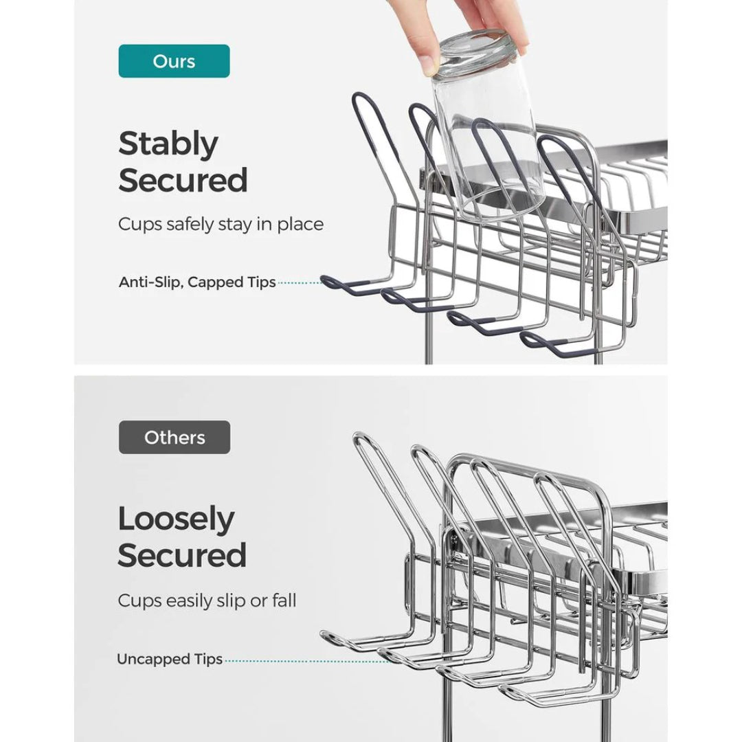2-Tier Dish Drying Rack with Drainboard, Stainless Steel Kitchen Dish Rack
