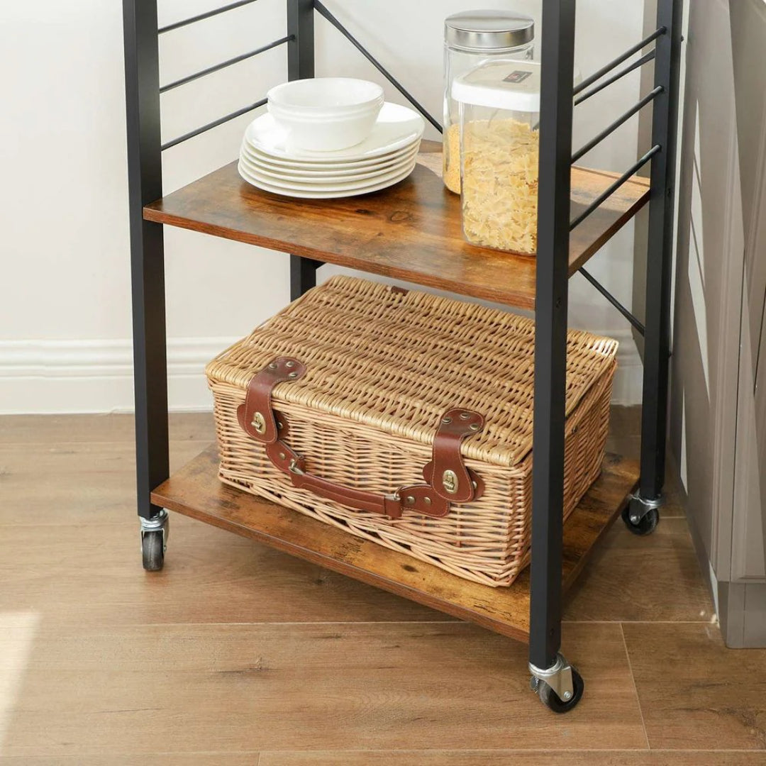 Kitchen Shelf Cart On Wheels 3 Tier Microwave Stand