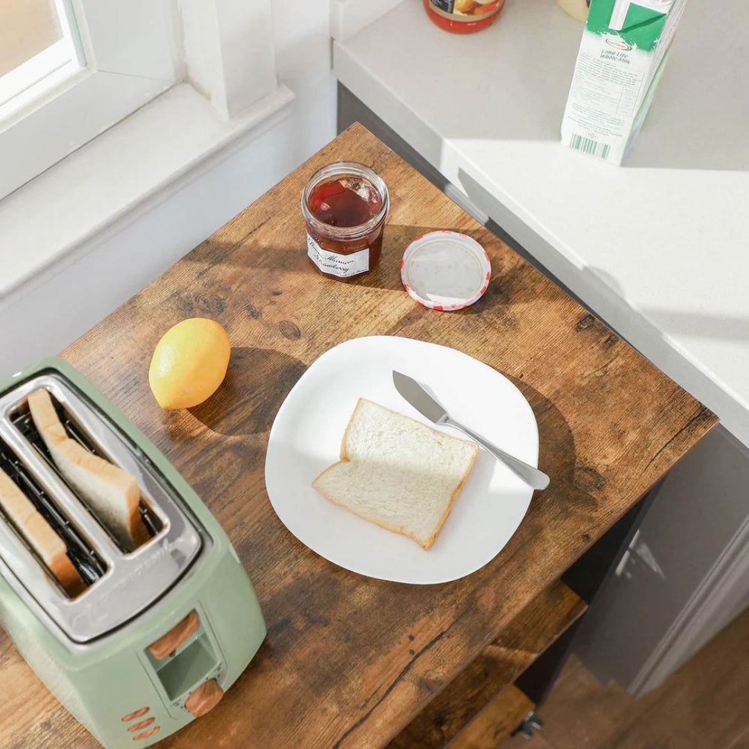 Kitchen Shelf Cart On Wheels 3 Tier Microwave Stand