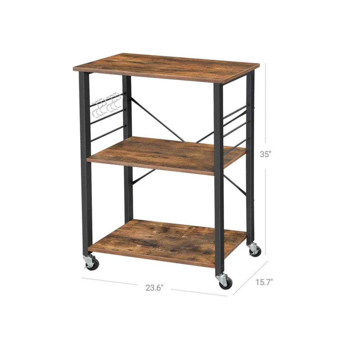 Kitchen Shelf Cart On Wheels 3 Tier Microwave Stand