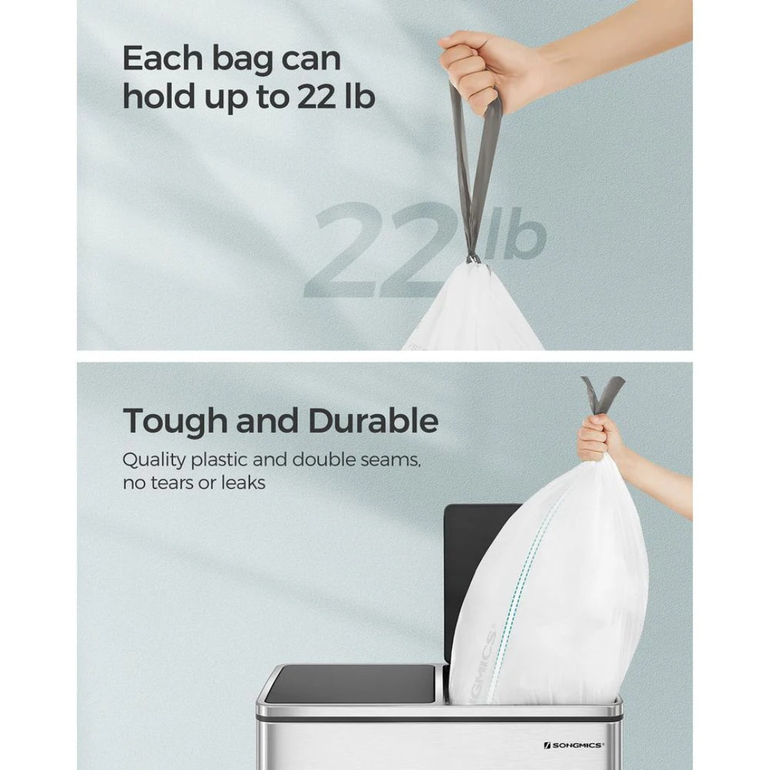 Drawstring Trash Bags, Heavy Duty Leak-Resistant Garbage Bags
