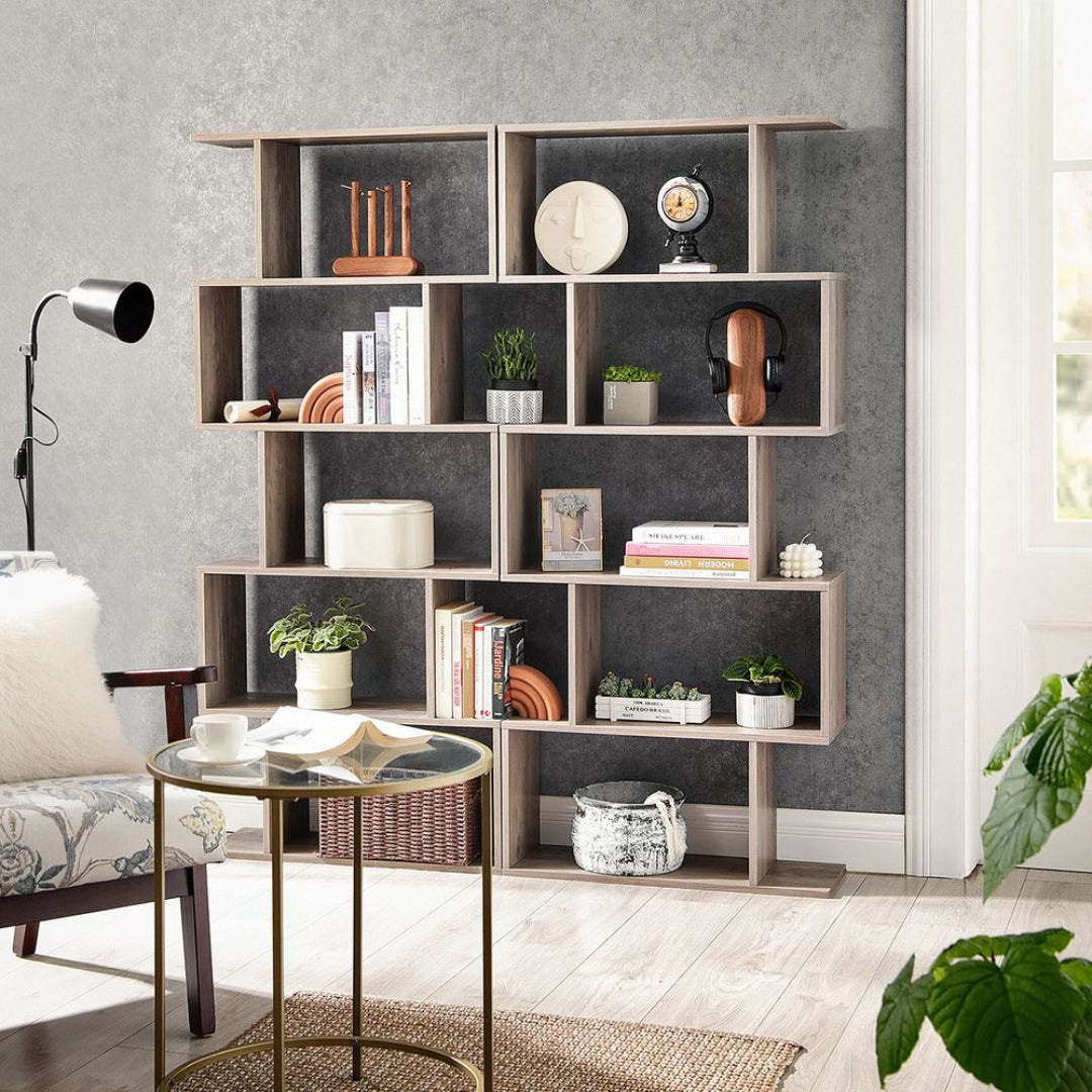 5 Tier Wooden Bookcase, 62.6 Inch Storage Shelf