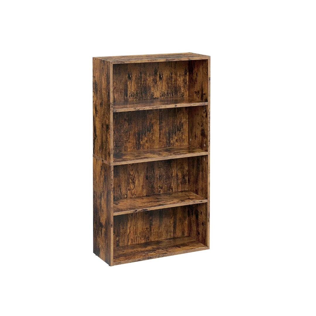 4 Tier Open Bookcase With Adjustable Storage Shelves