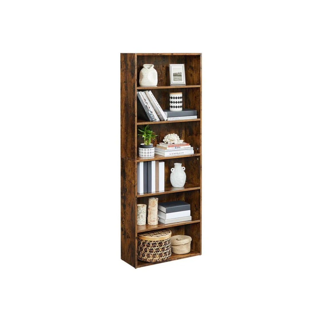 6 Tier Bookcase With Adjustable Shelves, 63.1 Inch Storage Shelf