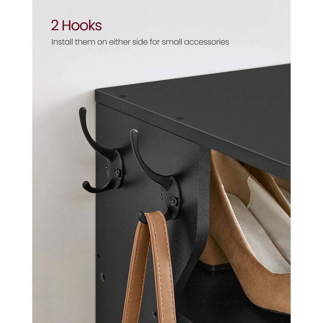 7 Tier Slim Shoe Rack With Hooks, Narrow Shoe Storage Organizer