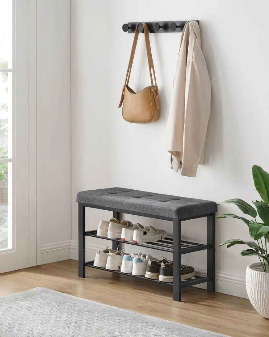 Shoe Bench With Cushion, 23.6/31.9 Inch Storage Bench