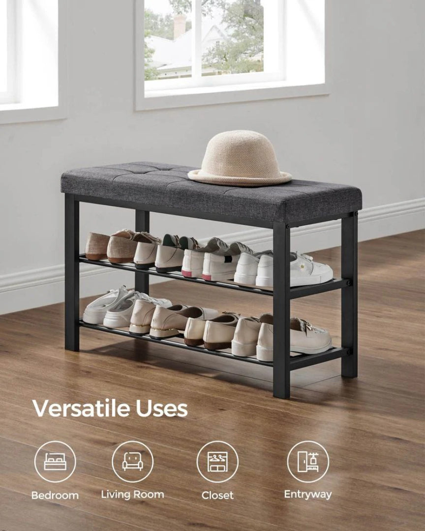 Shoe Bench With Cushion, 23.6/31.9 Inch Storage Bench