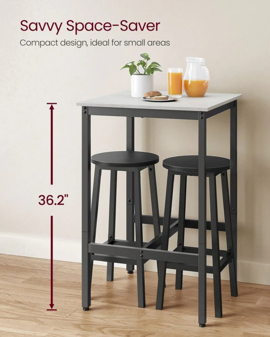 High Top Bar Table, Industrial Square Pub Table with Steel Frame