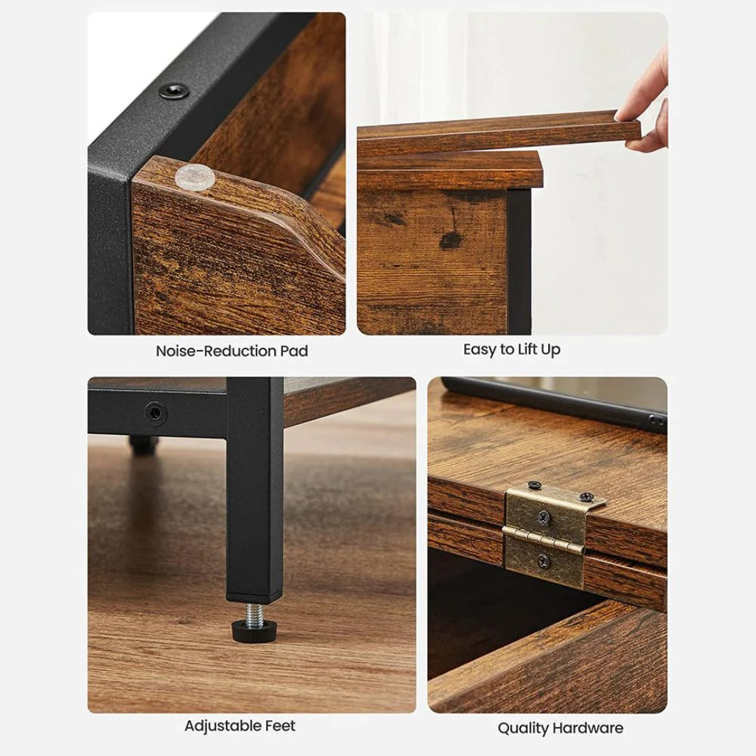End Table With USB Ports And Power Outlets Storage Shelf