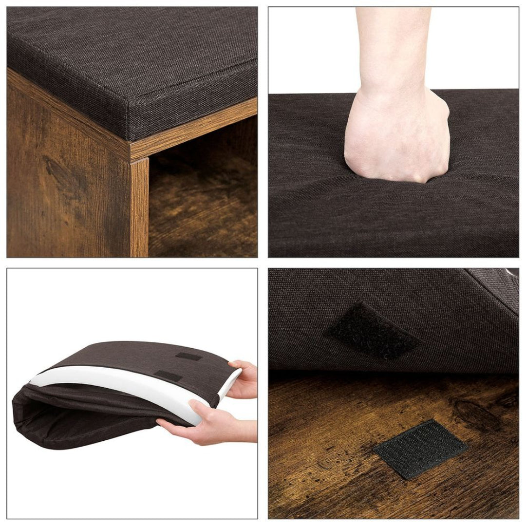 Shoe Storage Bench With Cushion, 15 Compartments Organizer