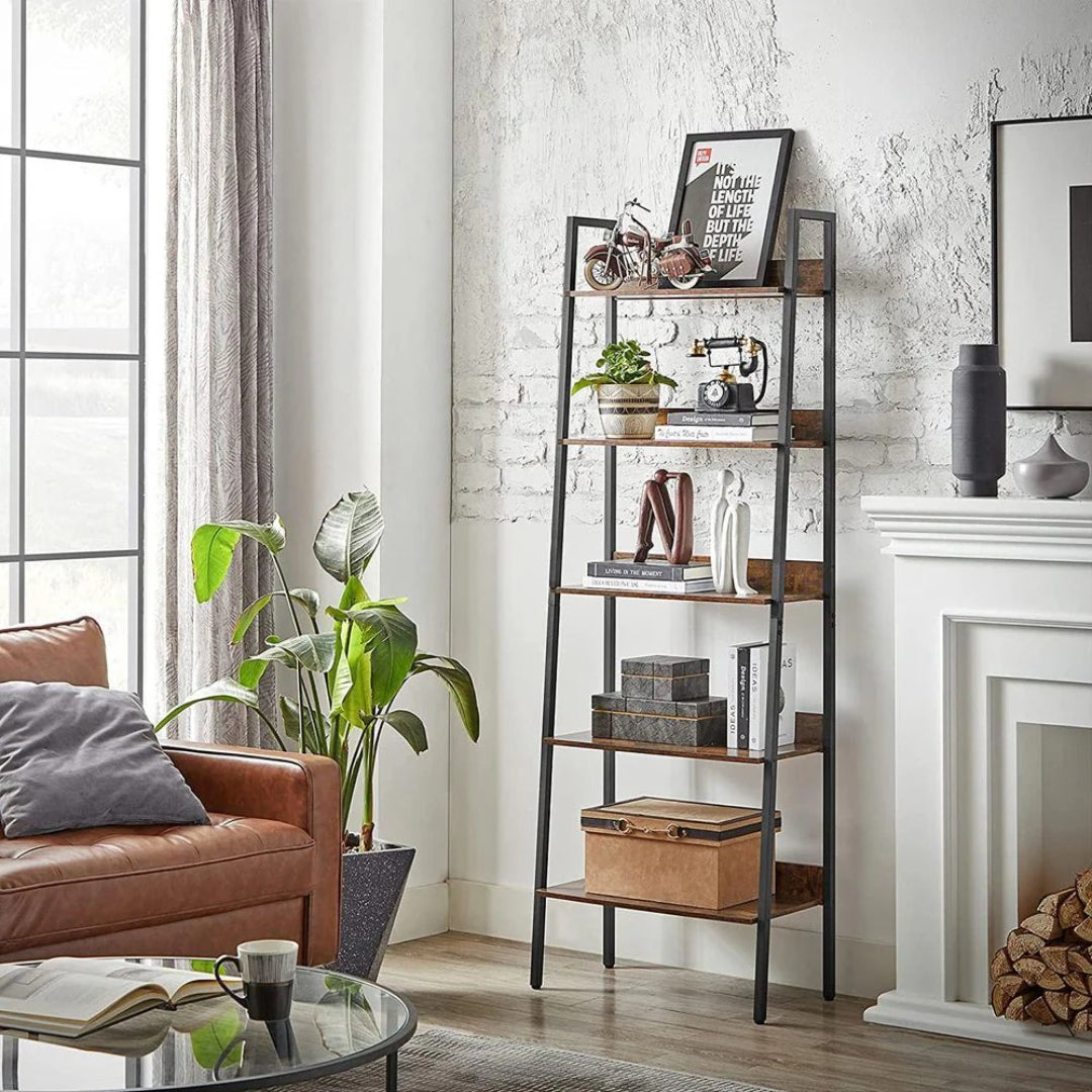5 Tier Narrow Bookcase, 66.9 Inch Space Saving Storage Shelf