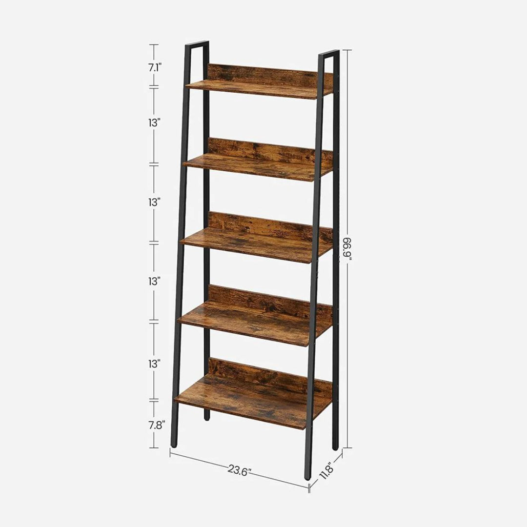 5 Tier Narrow Bookcase, 66.9 Inch Space Saving Storage Shelf