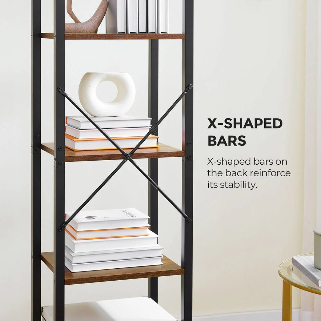 6 Tier Narrow Bookcase With Steel Frame Storage Shelf