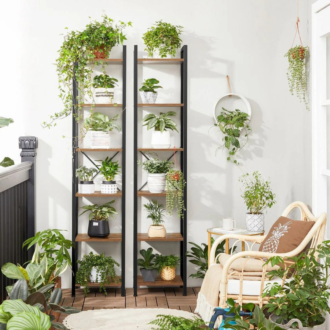6 Tier Narrow Bookcase With Steel Frame Storage Shelf