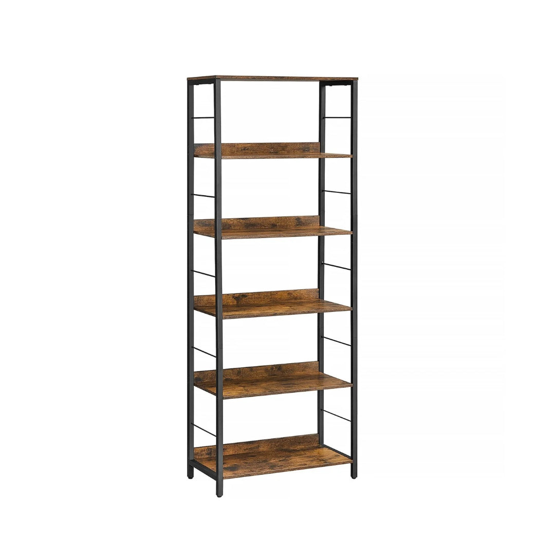 6 Tier Industrial Bookshelf With Steel Frame Storage Shelf