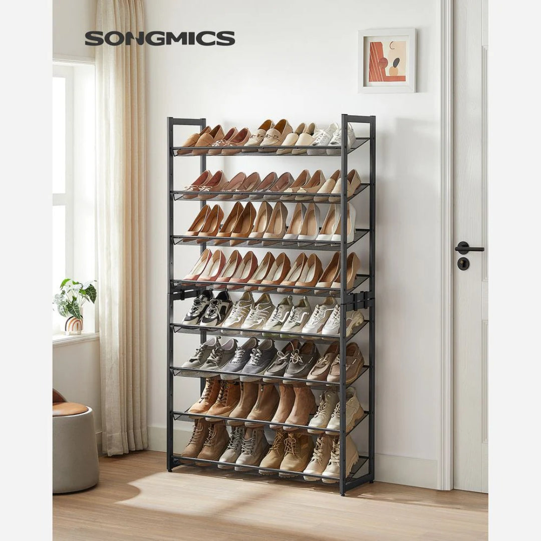 8 Tier Shoe Rack With Metal Shelves, Large Capacity Organizer