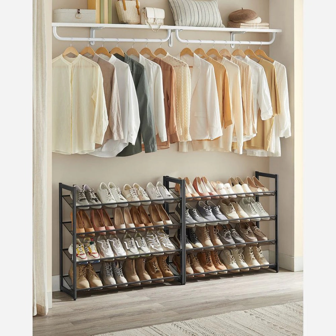 8 Tier Shoe Rack With Metal Shelves, Large Capacity Organizer
