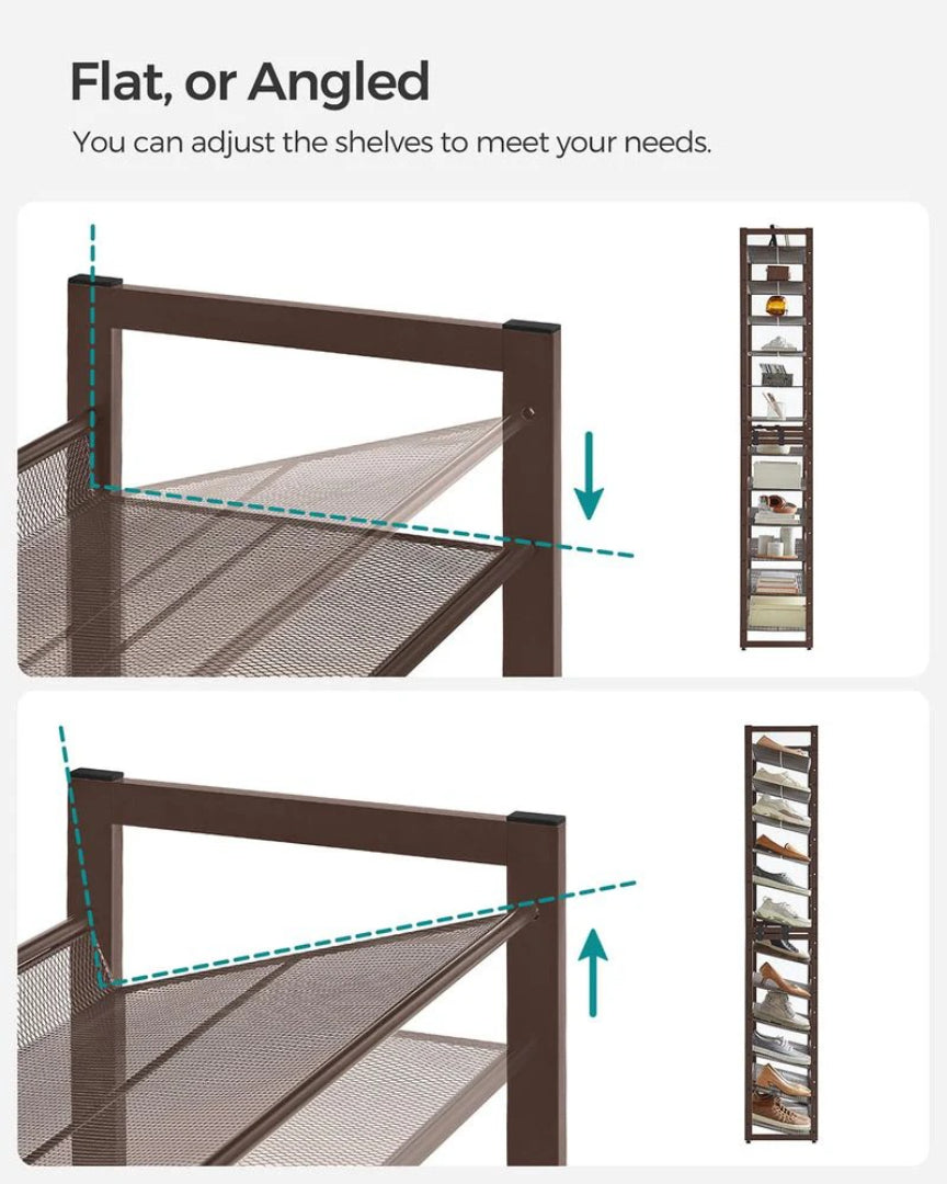 12 Tier Shoe Rack With Metal Shelves, Extra Large Storage Organizer
