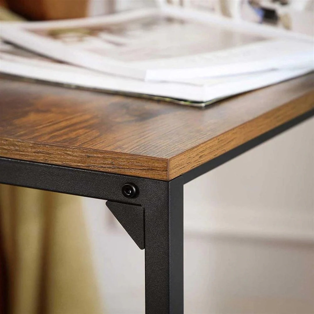 C-Shaped End Table for Couch or Sofa, Rustic Laptop Side Table