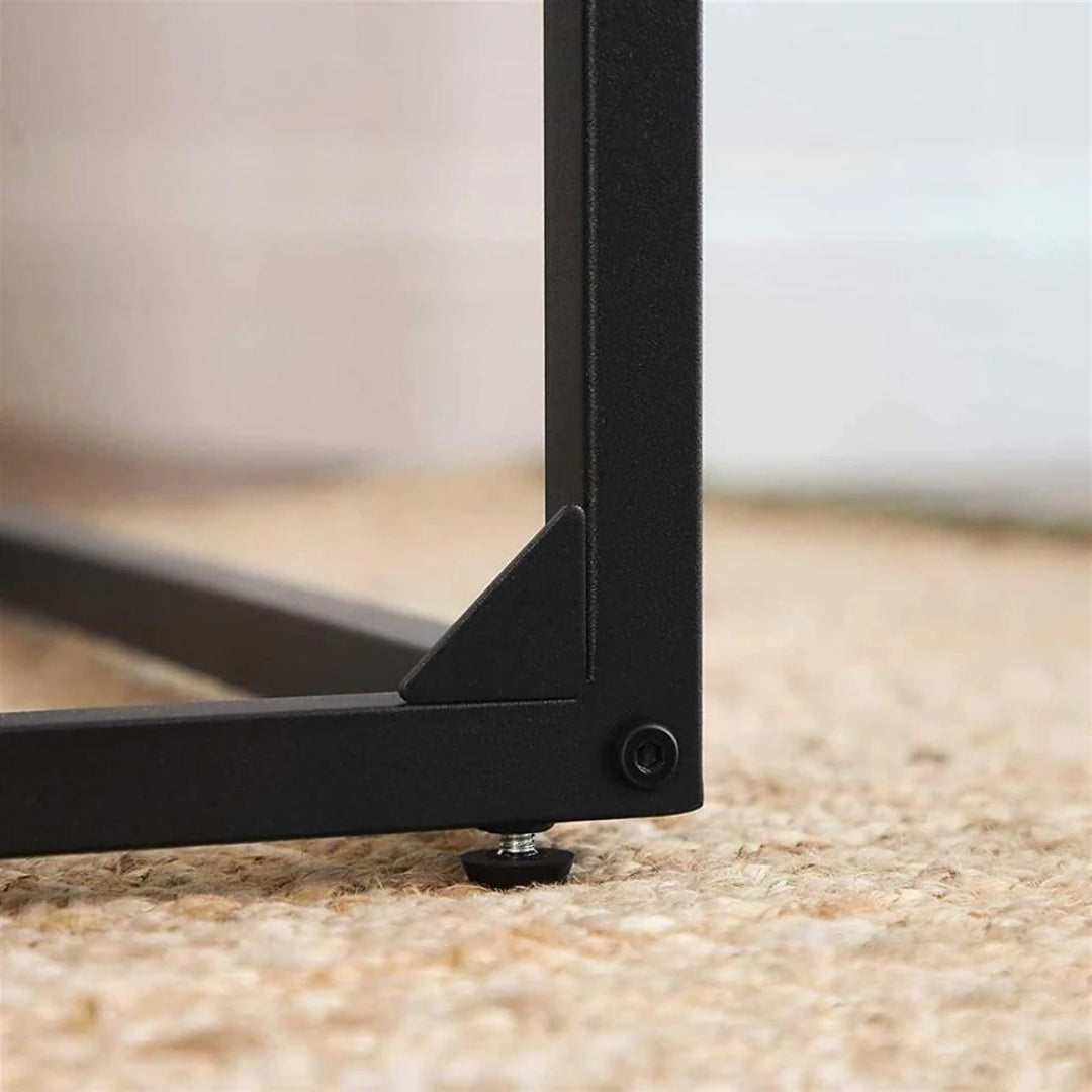 C-Shaped End Table for Couch or Sofa, Rustic Laptop Side Table