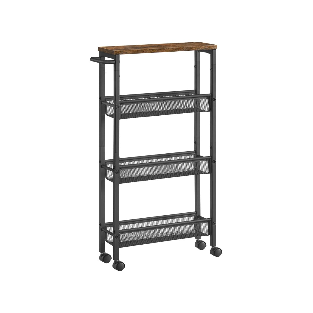 Slim Rolling Storage Cart 4 Or 5 Tier Narrow Utility