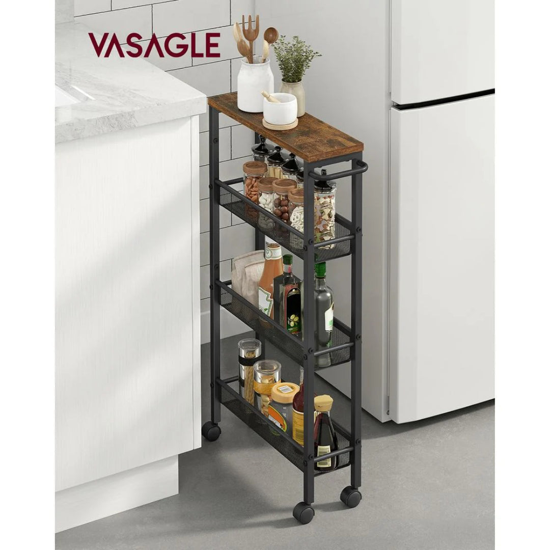 Slim Rolling Storage Cart 4 Or 5 Tier Narrow Utility