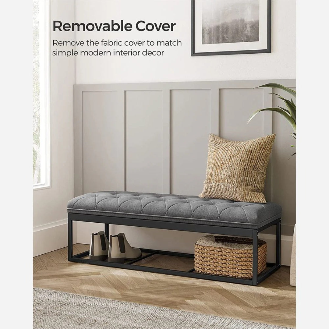 43.3 Inch Storage Ottoman Bench With Legs & Flip Lid Upholstered