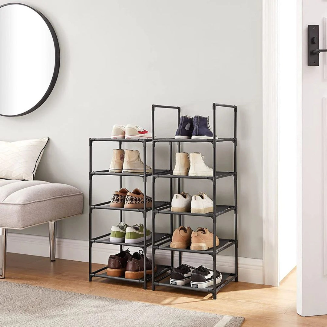 10 Tier Shoe Rack With Metal Frame, Tall Narrow Shoe Organizer