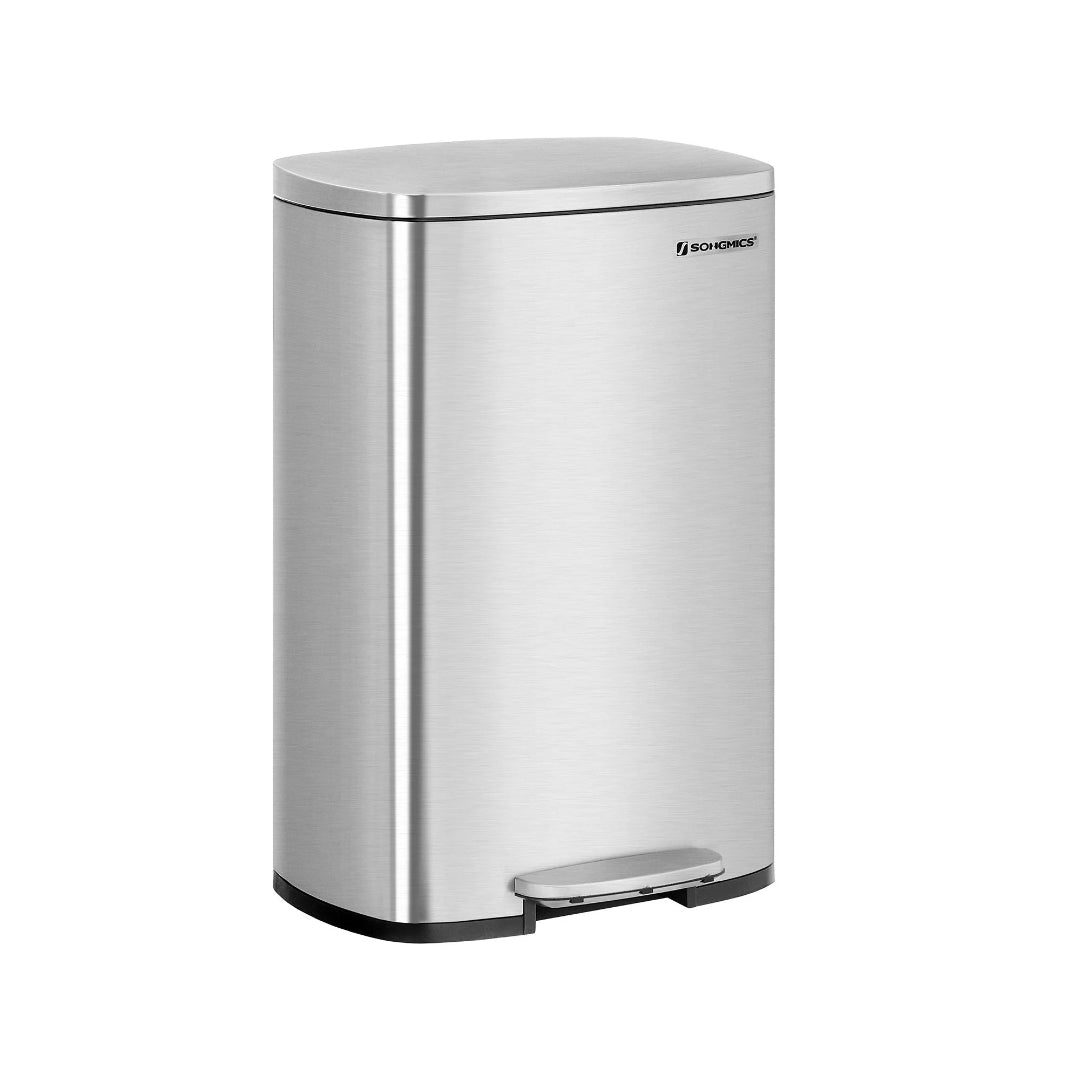 13-Gallon Stainless Steel Step Trash Can with Soft-Close Lid