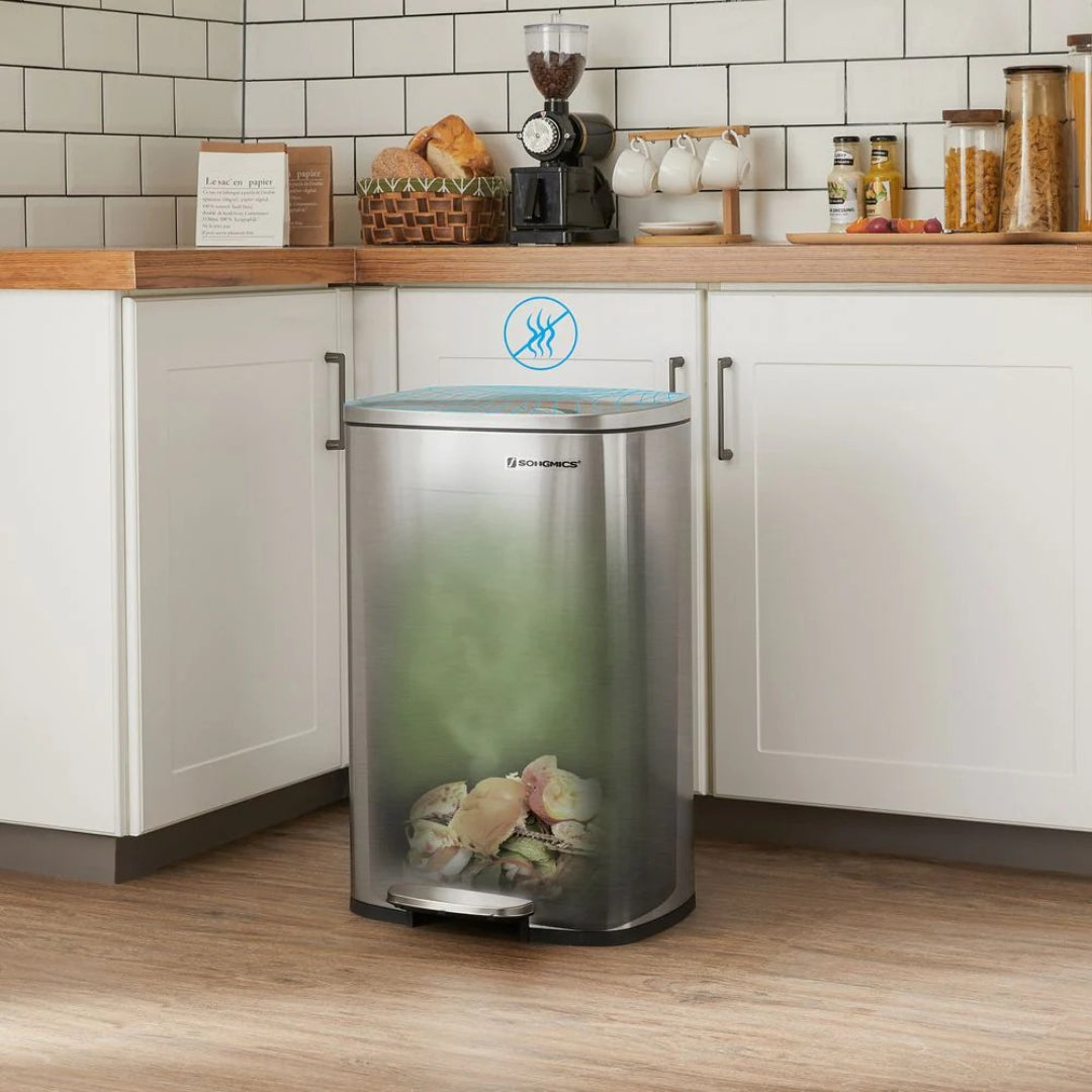 13-Gallon Stainless Steel Step Trash Can with Soft-Close Lid