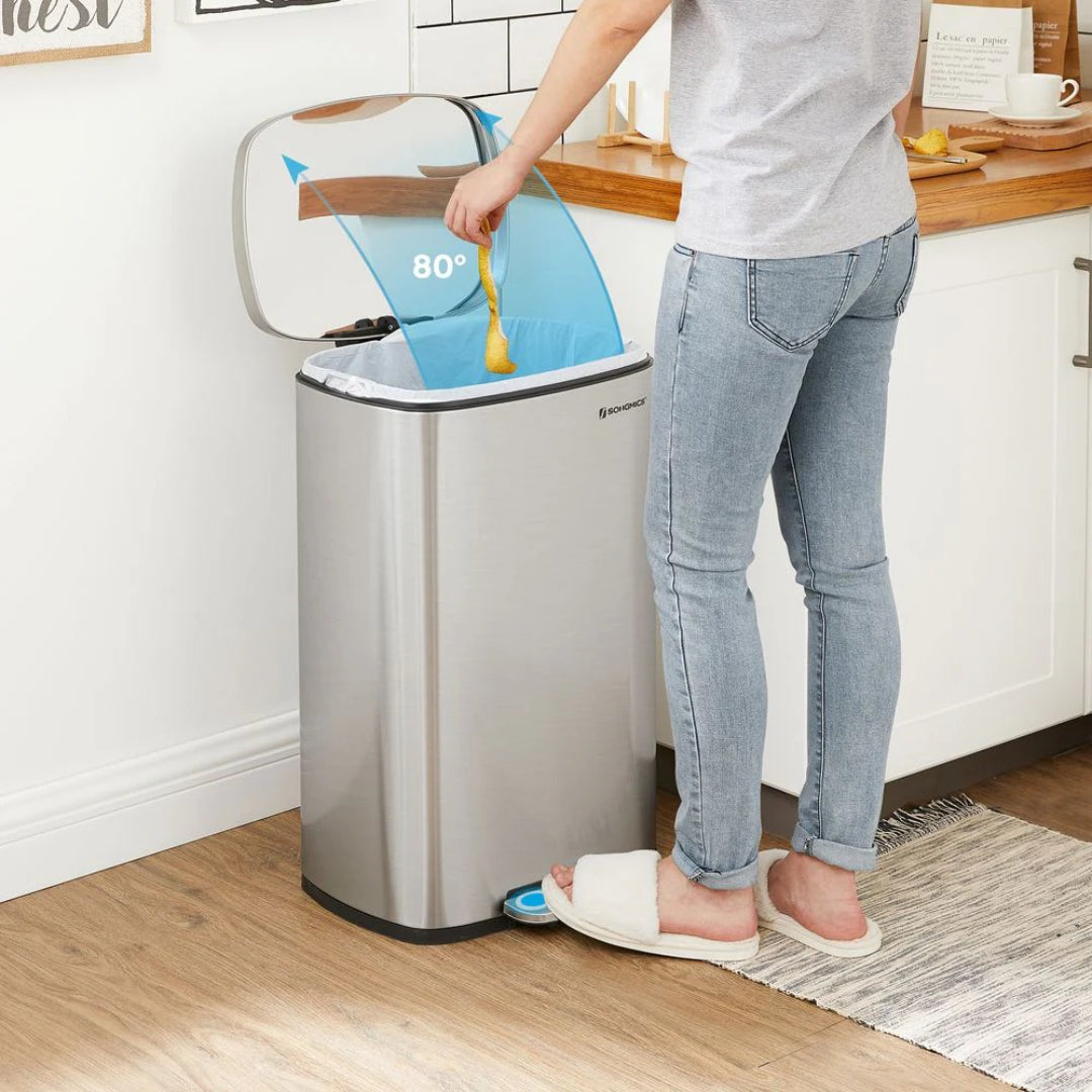 13-Gallon Stainless Steel Step Trash Can with Soft-Close Lid